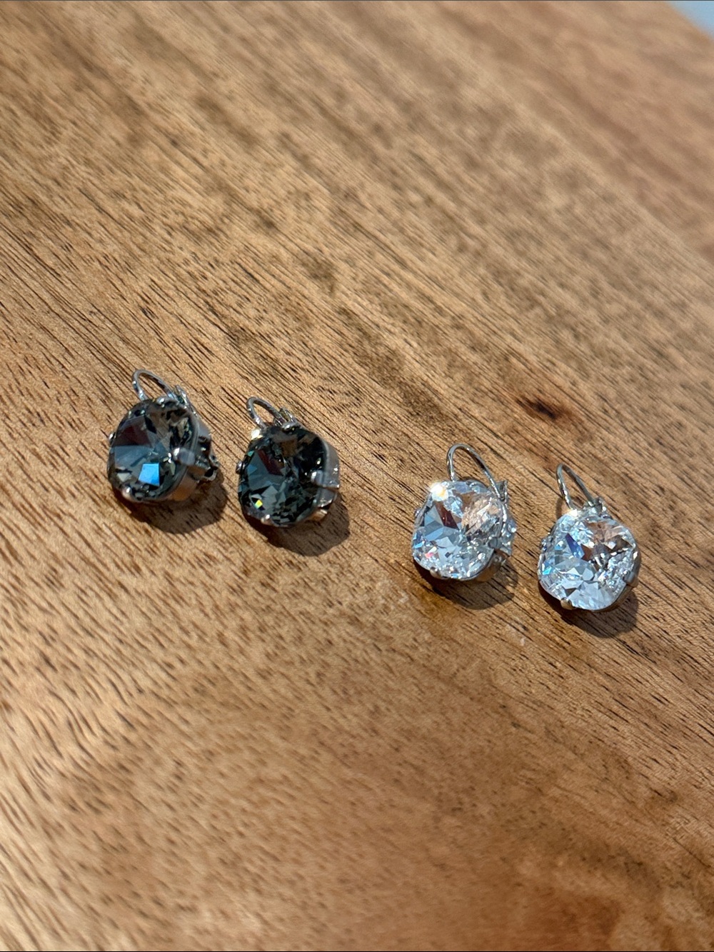 Sabika Crystal Earrings- Smokey Quartz and Clear